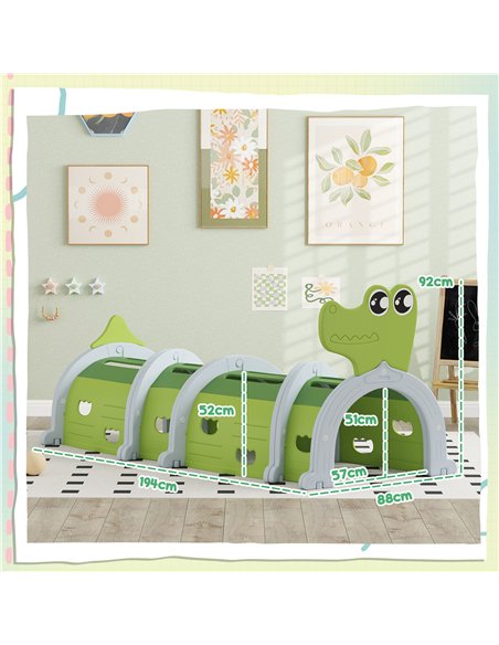 AIYAPLAY Crocodile Design Kids Play Tunnel for Ages 3-6 Crawl and Climb - pic 131567 | FastDaddyshop