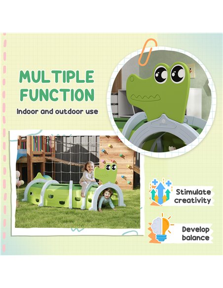 AIYAPLAY Crocodile Design Kids Play Tunnel for Ages 3-6 Crawl and Climb - pic 131568 | FastDaddyshop