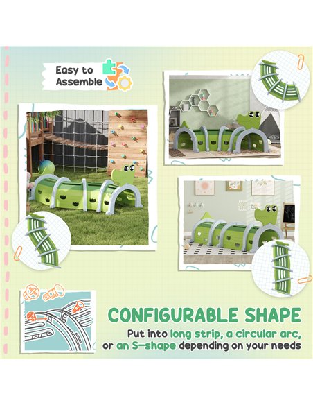 AIYAPLAY Crocodile Design Kids Play Tunnel for Ages 3-6 Crawl and Climb - pic 131570 | FastDaddyshop