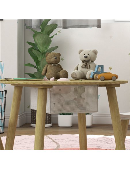 AIYAPLAY 3-Piece Kids Activity Table Set with Centre Mesh Bag, Bear-Shaped Backrest, for Arts and Crafts, Reading, Dining - pic 131580 | FastDaddyshop