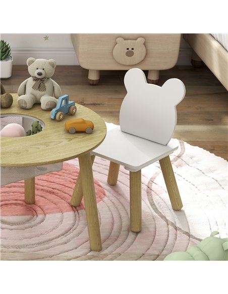 AIYAPLAY 3-Piece Kids Activity Table Set with Centre Mesh Bag, Bear-Shaped Backrest, for Arts and Crafts, Reading, Dining - pic 131581 | FastDaddyshop