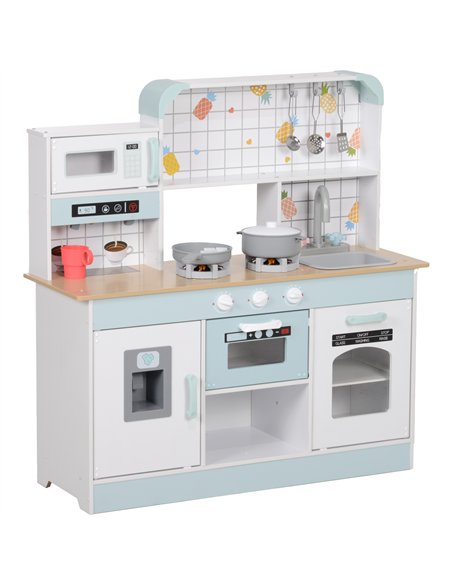 AIYAPLAY Toy Kitchen, Pretend Role Play Kitchen with Hob, Sound and Light, Coffee Machine, Ice Maker, Microwave - pic 131592 | FastDaddyshop