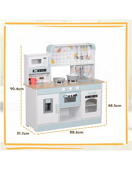 AIYAPLAY Toy Kitchen, Pretend Role Play Kitchen with Hob, Sound and Light, Coffee Machine, Ice Maker, Microwave - pic 131594 | FastDaddyshop