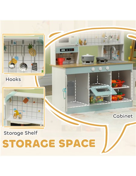 AIYAPLAY Toy Kitchen, Pretend Role Play Kitchen with Hob, Sound and Light, Coffee Machine, Ice Maker, Microwave - pic 131598 | FastDaddyshop