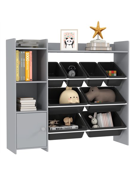 AIYAPLAY Toy Storage Unit with 8 Removable Bins, Storage Shelves, Cabinet, Grey - pic 131619 | FastDaddyshop