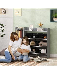 AIYAPLAY Toy Storage Unit with 8 Removable Bins, Storage Shelves, Cabinet, Grey 2