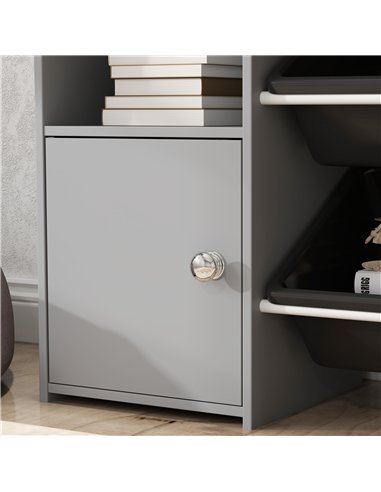AIYAPLAY Toy Storage Unit with 8 Removable Bins, Storage Shelves, Cabinet, Grey