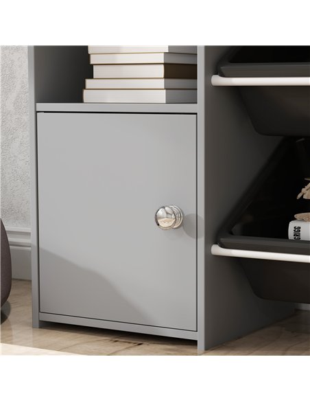 AIYAPLAY Toy Storage Unit with 8 Removable Bins, Storage Shelves, Cabinet, Grey - pic 131627 | FastDaddyshop