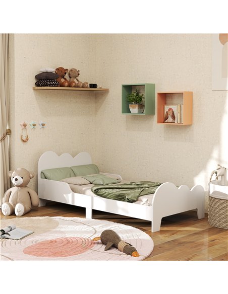 AIYAPLAY Cloud-Themed Toddler Bed Frame with Safety Rails, 143.5 x 74.5 x 56cm - pic 131628 | FastDaddyshop