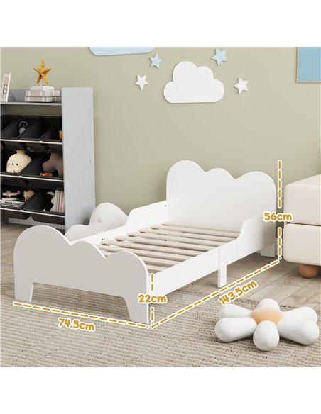 AIYAPLAY Cloud-Themed Toddler Bed Frame with Safety Rails, 143.5 x 74.5 x 56cm - pic 131630 | FastDaddyshop