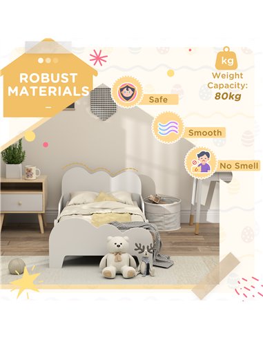 AIYAPLAY Cloud-Themed Toddler Bed Frame with Safety Rails, 143.5 x 74.5 x 56cm