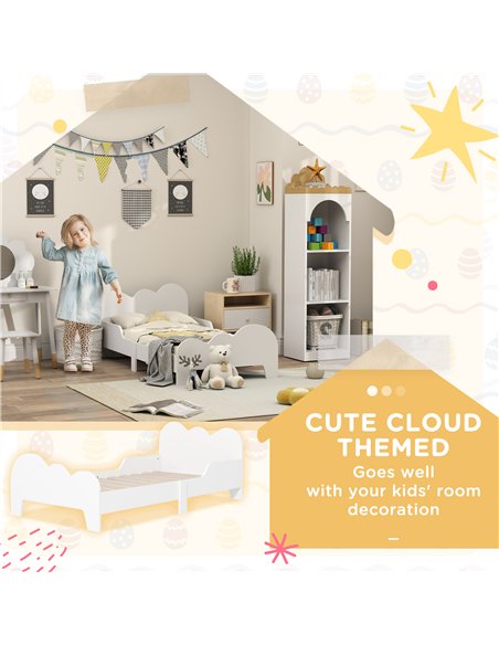 AIYAPLAY Cloud-Themed Toddler Bed Frame with Safety Rails, 143.5 x 74.5 x 56cm - pic 131633 | FastDaddyshop