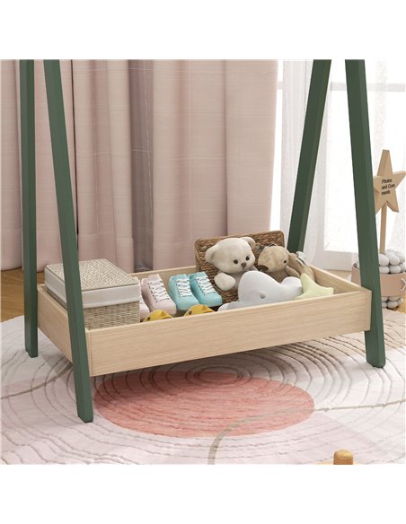 AIYAPLAY Kids Clothes Rail with 3Hangers, Bottom Storage Shelf for Girls, Boys, Nursery, Bedroom, Green - pic 131644 | FastDaddyshop