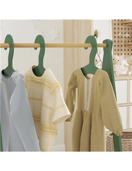 AIYAPLAY Kids Clothes Rail with 3Hangers, Bottom Storage Shelf for Girls, Boys, Nursery, Bedroom, Green - pic 131645 | FastDaddyshop