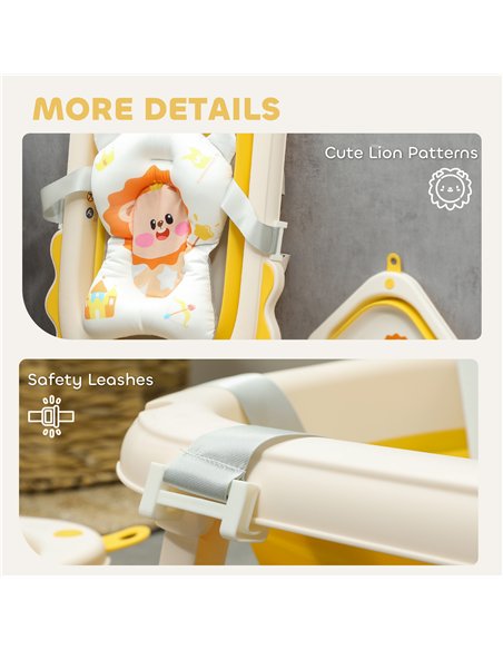 AIYAPLAY Foldable Baby Bath Tub Set with Bath Cushion, Wash Basin, Non-Slip Stand, Bottom, Yellow - pic 131653 | FastDaddyshop
