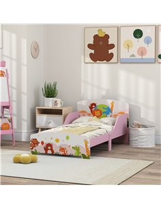 AIYAPLAY Cute Animal-Themed Toddler Bed w/ Safety Rails, 143 x 77 x 60cm