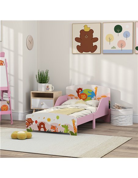AIYAPLAY Cute Animal-Themed Toddler Bed w/ Safety Rails, 143 x 77 x 60cm - pic 131655 | FastDaddyshop