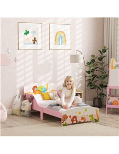 AIYAPLAY Cute Animal-Themed Toddler Bed w/ Safety Rails, 143 x 77 x 60cm 2