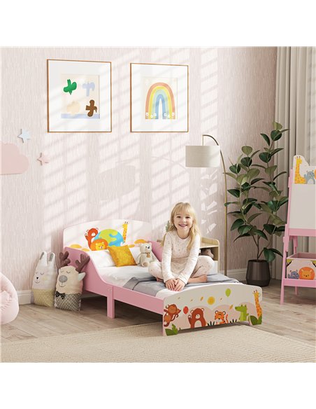 AIYAPLAY Cute Animal-Themed Toddler Bed w/ Safety Rails, 143 x 77 x 60cm - pic 131656 | FastDaddyshop