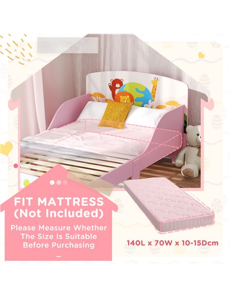 AIYAPLAY Cute Animal-Themed Toddler Bed w/ Safety Rails, 143 x 77 x 60cm - pic 131661 | FastDaddyshop