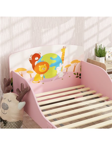 AIYAPLAY Cute Animal-Themed Toddler Bed w/ Safety Rails, 143 x 77 x 60cm - pic 131663 | FastDaddyshop