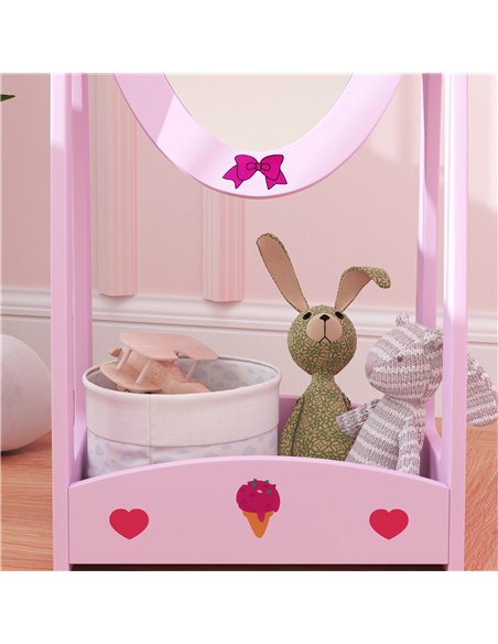 AIYAPLAY Kids Full Length Mirror, 360° Rotating Children Standing Mirror with Storage Shelf, Hot Pink - pic 131672 | FastDaddyshop