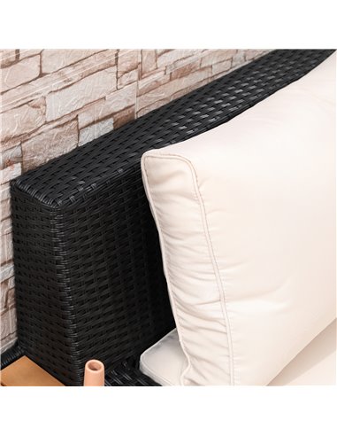 Outsunny 4 PCs Rattan Garden Furniture Corner Sofa and Coffee Table Set, Black