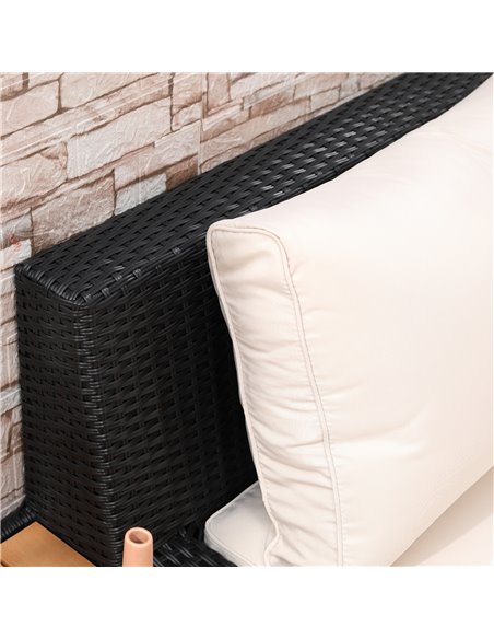 Outsunny 4 PCs Rattan Garden Furniture Corner Sofa and Coffee Table Set, Black - pic 13168 | FastDaddyshop