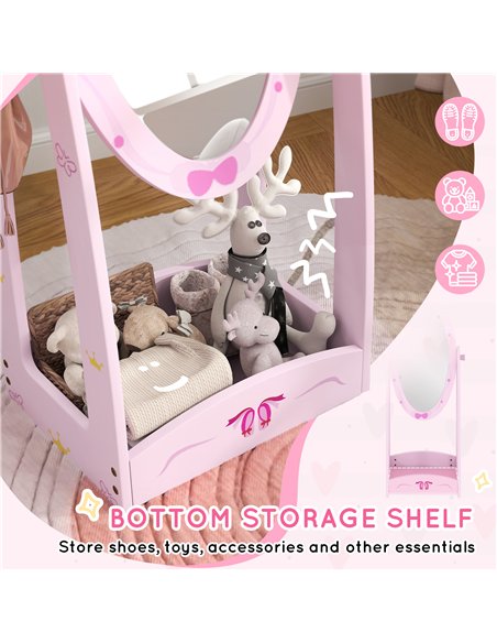 AIYAPLAY Kids Full Length Mirror, 360° Rotating Children Standing Mirror with Storage Shelf, Pink - pic 131687 | FastDaddyshop
