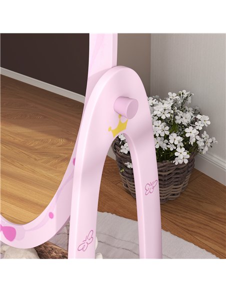 AIYAPLAY Kids Full Length Mirror, 360° Rotating Children Standing Mirror with Storage Shelf, Pink - pic 131689 | FastDaddyshop