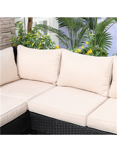Outsunny 4 PCs Rattan Garden Furniture Corner Sofa and Coffee Table Set, Black - pic 13169 | FastDaddyshop