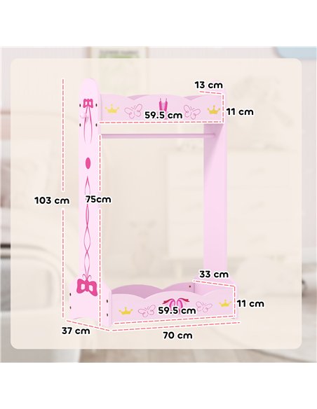 AIYAPLAY Kids Clothes Rail with 2 Storage Shelves for 3-8 Years Old, Pink - pic 131693 | FastDaddyshop
