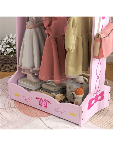 AIYAPLAY Kids Clothes Rail with 2 Storage Shelves for 3-8 Years Old, Pink - pic 131697 | FastDaddyshop