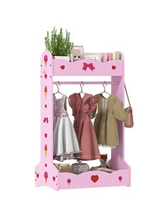 AIYAPLAY Kids Clothes Rail with 2 Storage Shelves for 3-8 Years Old, Hot Pink