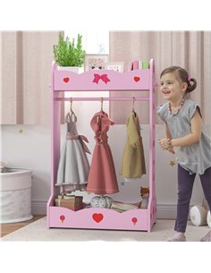 AIYAPLAY Kids Clothes Rail with 2 Storage Shelves for 3-8 Years Old, Hot Pink 2