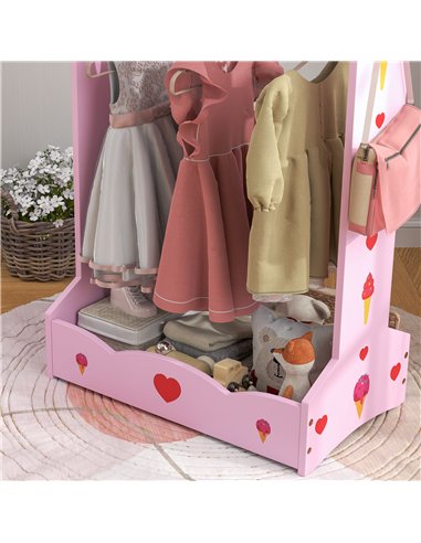 AIYAPLAY Kids Clothes Rail with 2 Storage Shelves for 3-8 Years Old, Hot Pink