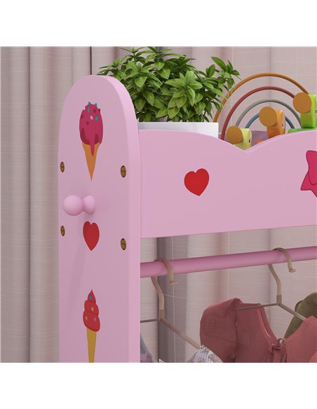 AIYAPLAY Kids Clothes Rail with 2 Storage Shelves for 3-8 Years Old, Hot Pink - pic 131707 | FastDaddyshop