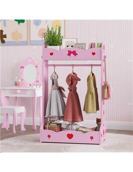 AIYAPLAY Kids Clothes Rail with 2 Storage Shelves for 3-8 Years Old, Hot Pink - pic 131708 | FastDaddyshop