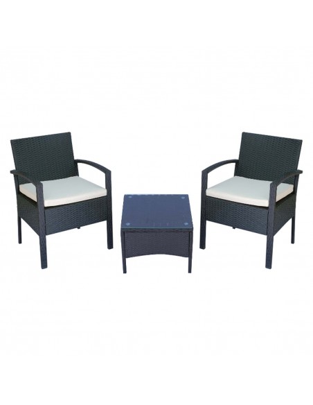 Outsunny 2 Seater Rattan Bistro Set, Steel-Black - pic 13171 | FastDaddyshop