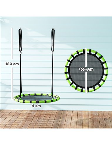 AIYAPLAY 100 cm Diameter Kid Nest Swing Seat with Height Adjustable Ropes for Outdoor Indoor, Black