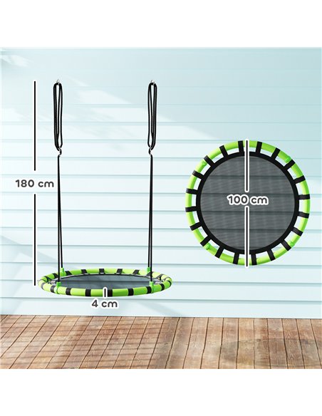 AIYAPLAY 100 cm Diameter Kid Nest Swing Seat with Height Adjustable Ropes for Outdoor Indoor, Black - pic 131711 | FastDaddyshop