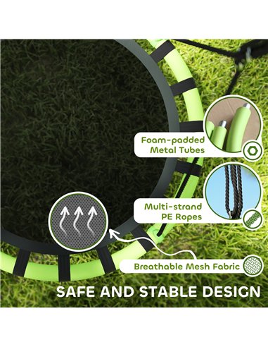 AIYAPLAY 100 cm Diameter Kid Nest Swing Seat with Height Adjustable Ropes for Outdoor Indoor, Black