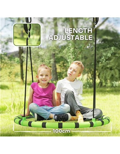 AIYAPLAY 100 cm Diameter Kid Nest Swing Seat with Height Adjustable Ropes for Outdoor Indoor, Black