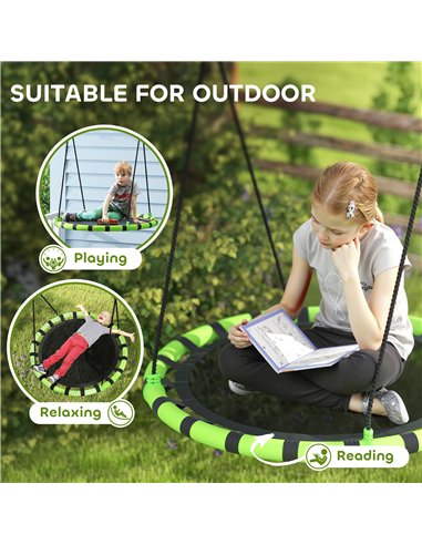 AIYAPLAY 100 cm Diameter Kid Nest Swing Seat with Height Adjustable Ropes for Outdoor Indoor, Black