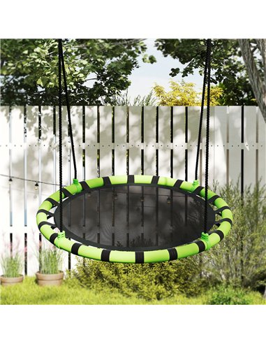 AIYAPLAY 100 cm Diameter Kid Nest Swing Seat with Height Adjustable Ropes for Outdoor Indoor, Black