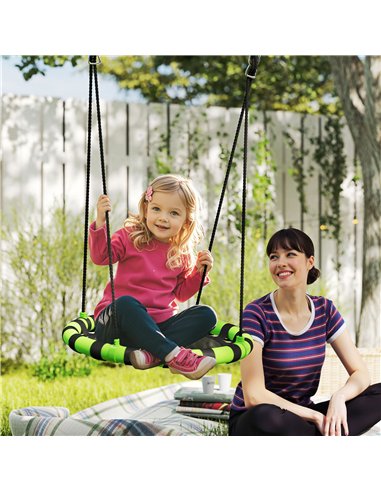 AIYAPLAY 60 cm Diameter Kid Nest Swing Seat with Height Adjustable Ropes for Outdoor Indoor, Black