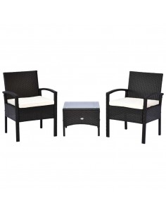 Outsunny 2 Seater Rattan Bistro Set, Steel-Brown