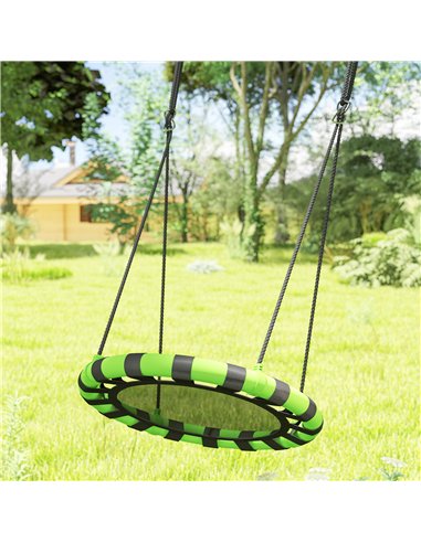 AIYAPLAY 60 cm Diameter Kid Nest Swing Seat with Height Adjustable Ropes for Outdoor Indoor, Black