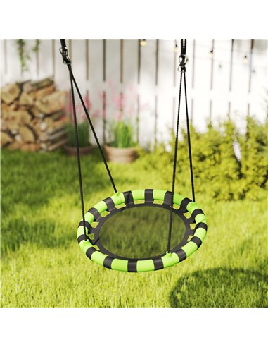 AIYAPLAY 60 cm Diameter Kid Nest Swing Seat with Height Adjustable Ropes for Outdoor Indoor, Black