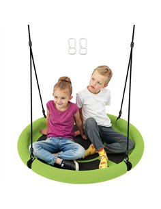 AIYAPLAY 100cm Diameter Nest Swing Seat for Kids with Height Adjustable Hanging Ropes for Outdoor, Playground, Garden, Green